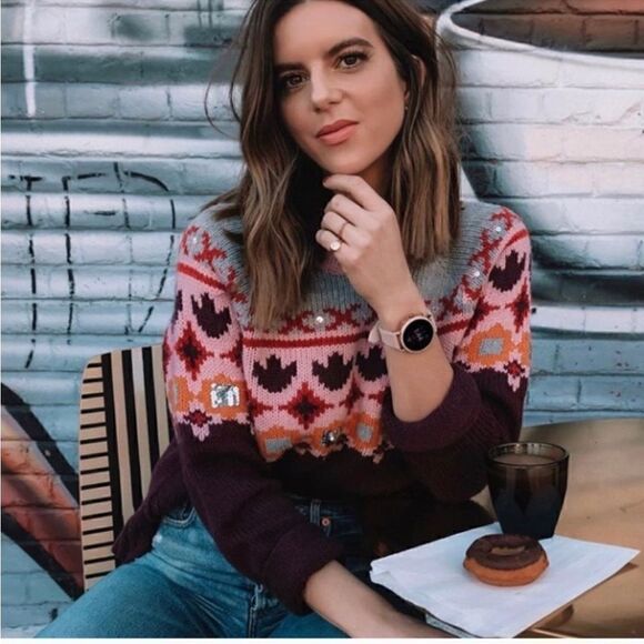 Cinq a Sept Gianni Sequin Fair Isle Sweater - Picture 3 of 16